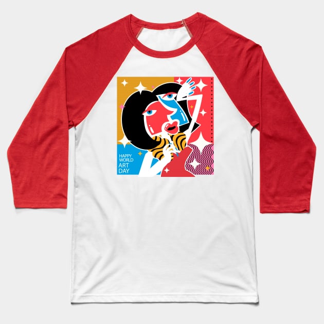 World Art Day Woman Baseball T-Shirt by Mako Design 